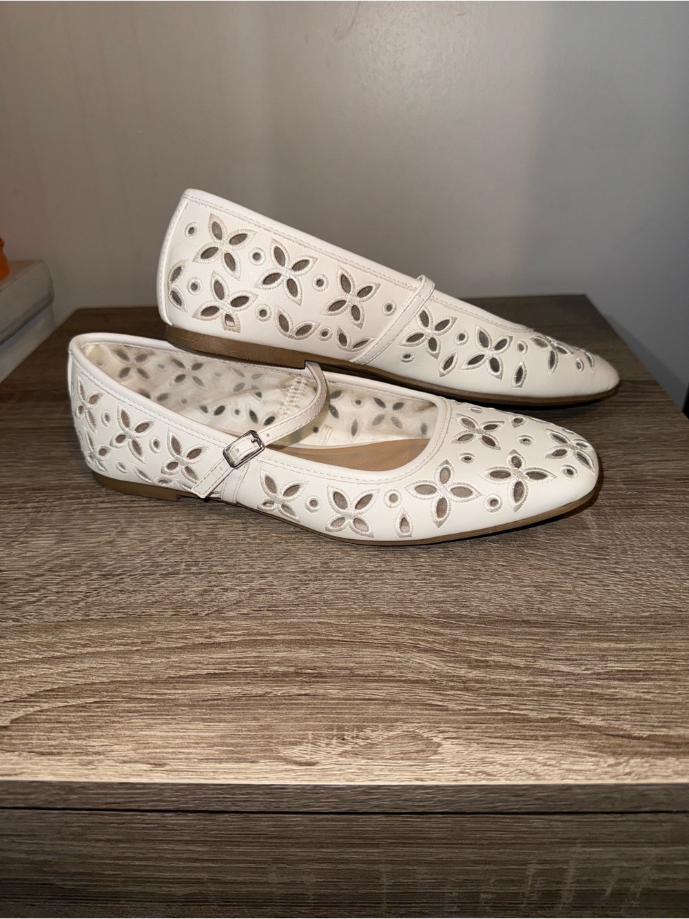Classic White Wild Fable Flats with Floral Cutouts